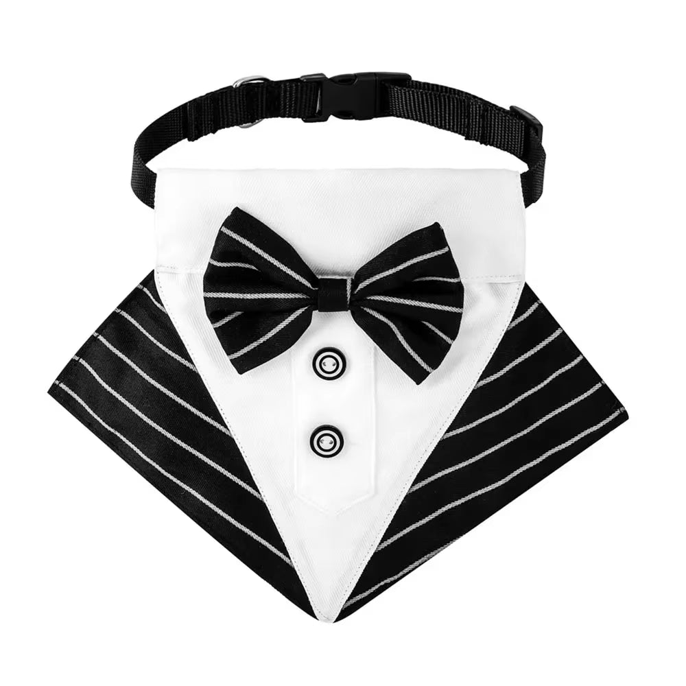 Premium Dog Cat Tuxedo Collar with Adjustable Bow Tie for Small & Medium Dogs Cats