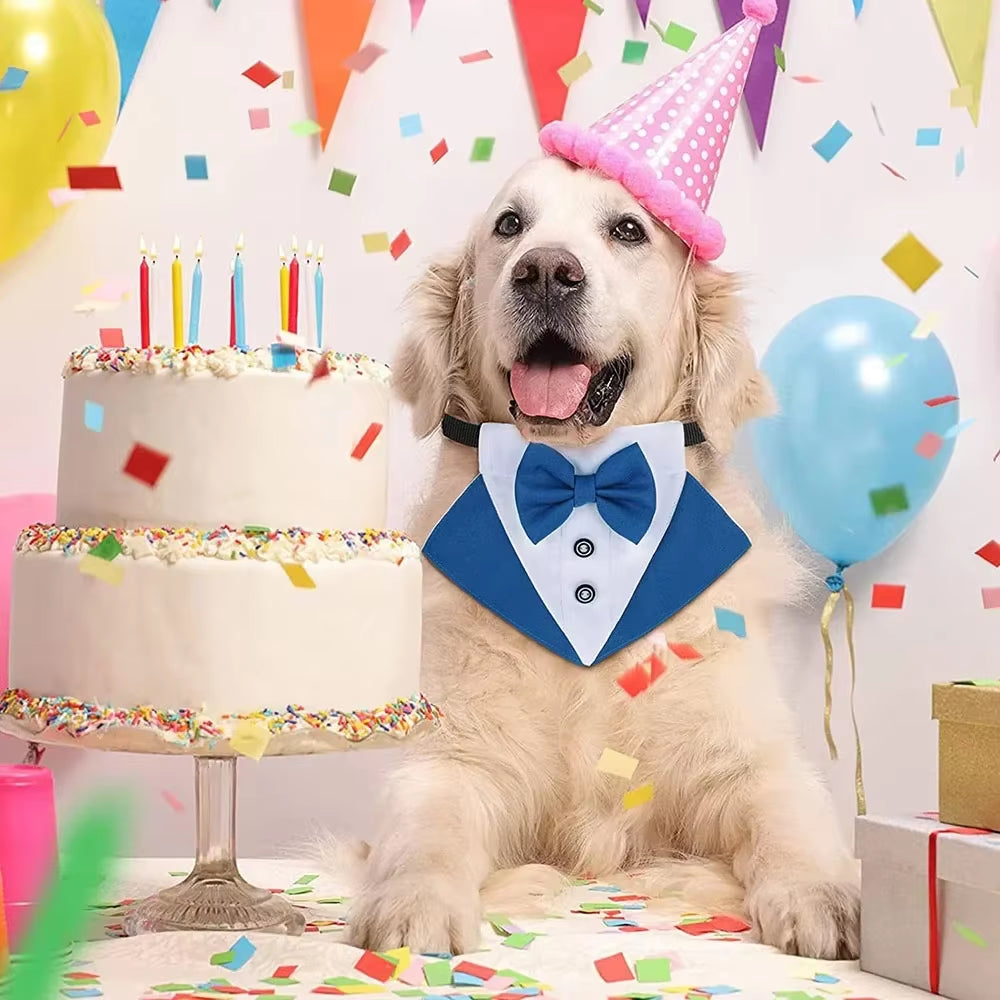 Premium Dog Cat Tuxedo Collar with Adjustable Bow Tie for Small & Medium Dogs Cats