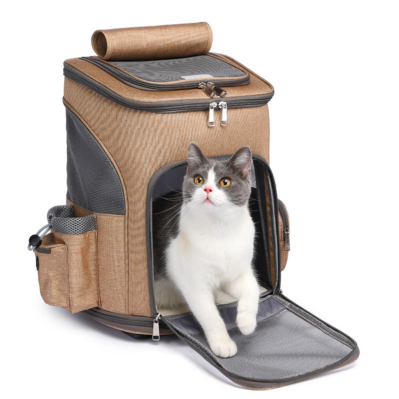 Beldoca™ 3-in-1 Portable Pet Carrier Trolley – Folding Backpack with Detachable Wheels for Airline Travel
