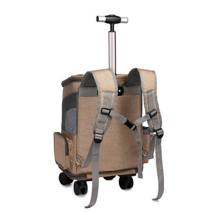 Beldoca™ 3-in-1 Portable Pet Carrier Trolley – Folding Backpack with Detachable Wheels for Airline Travel