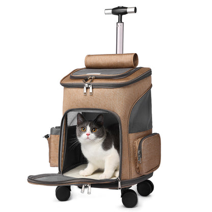 Beldoca™ 3-in-1 Portable Pet Carrier Trolley – Folding Backpack with Detachable Wheels for Airline Travel