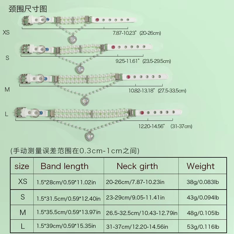 Luxury Pearl & Crystal Pet Collar – Elegant Necklace for Small Dogs and Cats