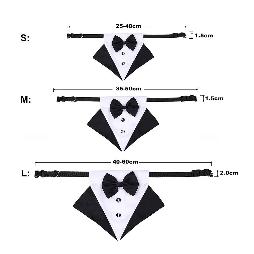 Premium Dog Cat Tuxedo Collar with Adjustable Bow Tie for Small & Medium Dogs Cats