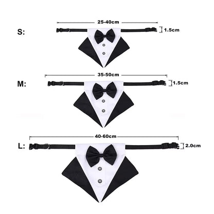 Premium Dog Cat Tuxedo Collar with Adjustable Bow Tie for Small & Medium Dogs Cats