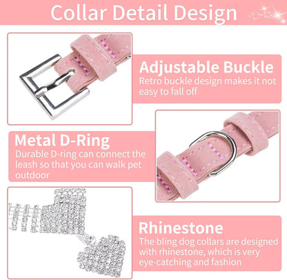 Premium Luxury Rhinestone Pet Collar – Velvet Crystal Necklace for Cats & Small Dogs (S–L)