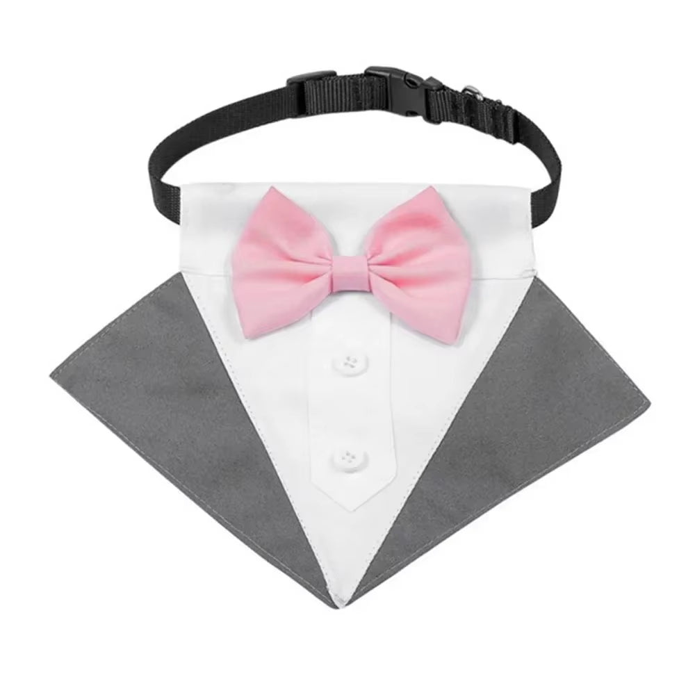 Premium Dog Cat Tuxedo Collar with Adjustable Bow Tie for Small & Medium Dogs Cats