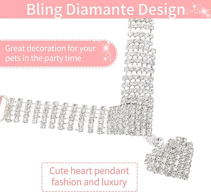 Premium Luxury Rhinestone Pet Collar – Velvet Crystal Necklace for Cats & Small Dogs (S–L)