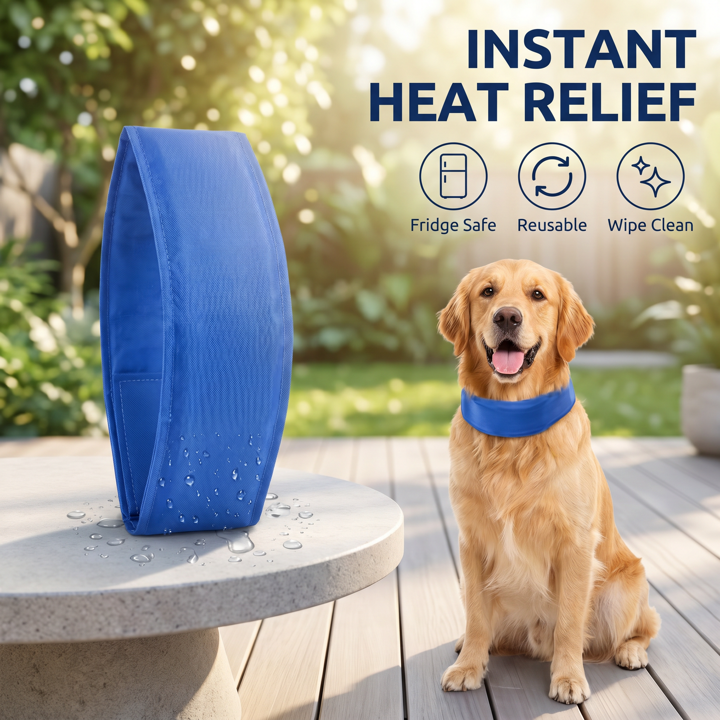 Instant Cooling Pet Collar – Summer Ice Gel Bib for Dogs