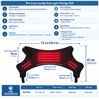 Dog Red Light Therapy Suit – 660nm & 850nm LED
