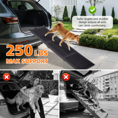 Beldoca™ Dog Ramp For Car 71x16 Foldable Dog Ramps For Large Dogs With Non-Slip Surface, Portable Pet Stair Ramp For Truck & SUV