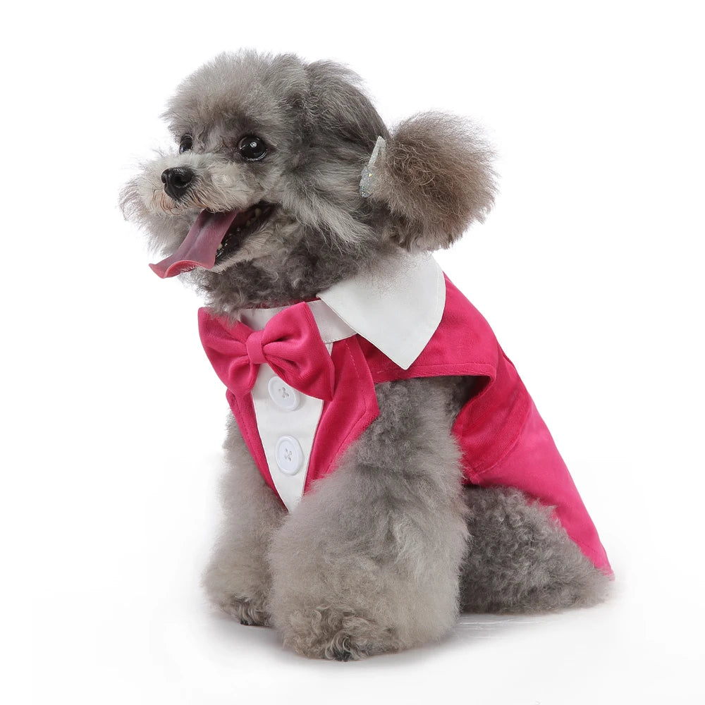 Formal Dog Cat Tuxedo Suit – Elegant Pet Wedding Outfit for Small & Medium Dogs Cats (XS–XL)