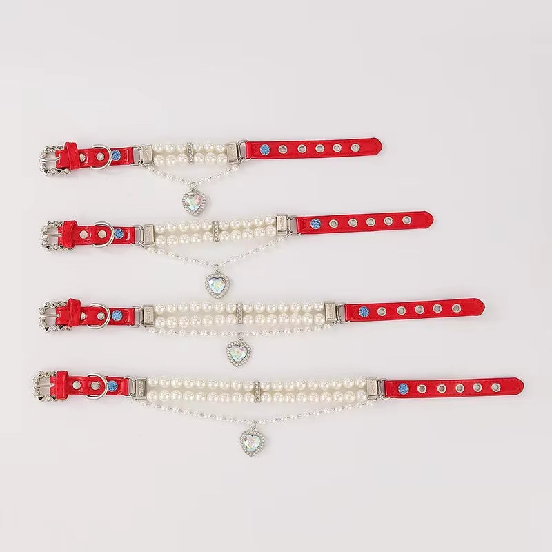 Luxury Pearl & Crystal Pet Collar – Elegant Necklace for Small Dogs and Cats