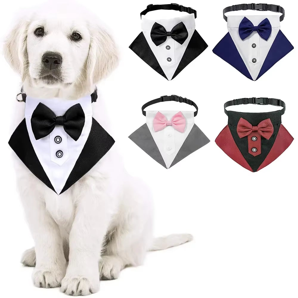 Premium Dog Cat Tuxedo Collar with Adjustable Bow Tie for Small & Medium Dogs Cats