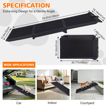 Beldoca™ Dog Ramp For Car 71x16 Foldable Dog Ramps For Large Dogs With Non-Slip Surface, Portable Pet Stair Ramp For Truck & SUV