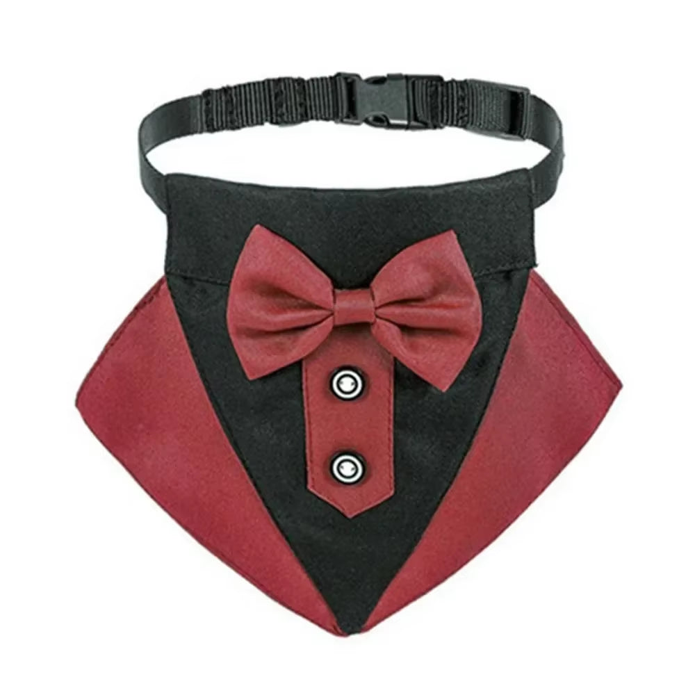 Premium Dog Cat Tuxedo Collar with Adjustable Bow Tie for Small & Medium Dogs Cats