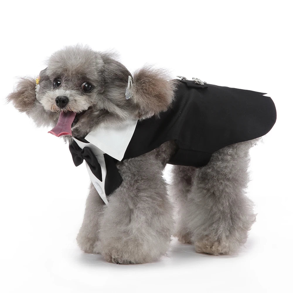 Formal Dog Cat Tuxedo Suit – Elegant Pet Wedding Outfit for Small & Medium Dogs Cats (XS–XL)