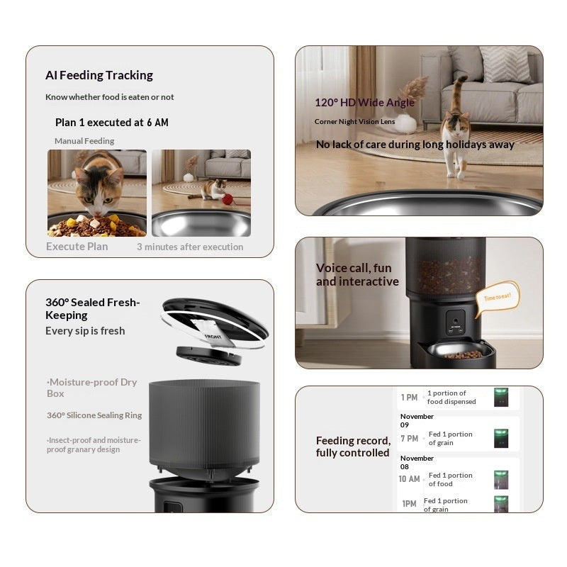 Smart Pet Feeder With Timed Feeding And Remote Voice Control