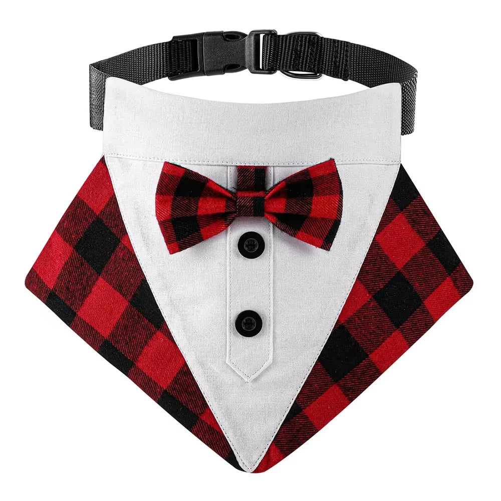 Premium Dog Cat Tuxedo Collar with Adjustable Bow Tie for Small & Medium Dogs Cats