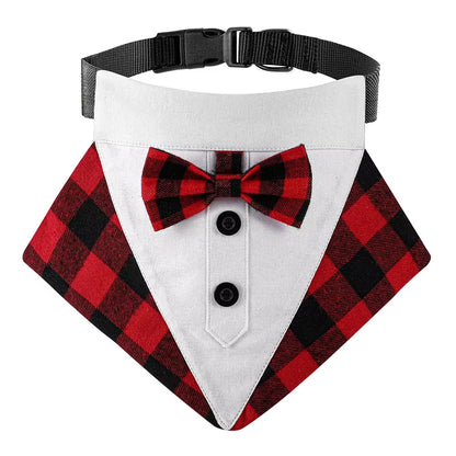 Premium Dog Cat Tuxedo Collar with Adjustable Bow Tie for Small & Medium Dogs Cats