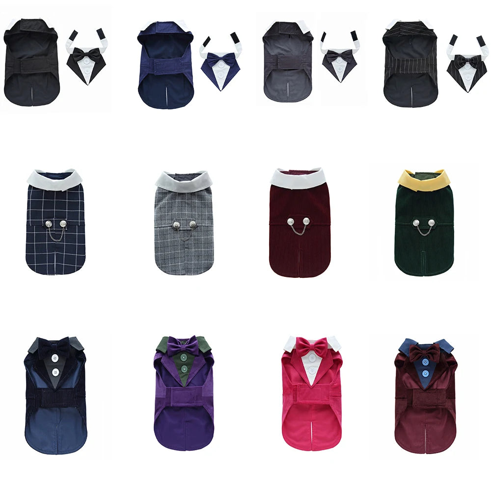Formal Dog Cat Tuxedo Suit – Elegant Pet Wedding Outfit for Small & Medium Dogs Cats (XS–XL)