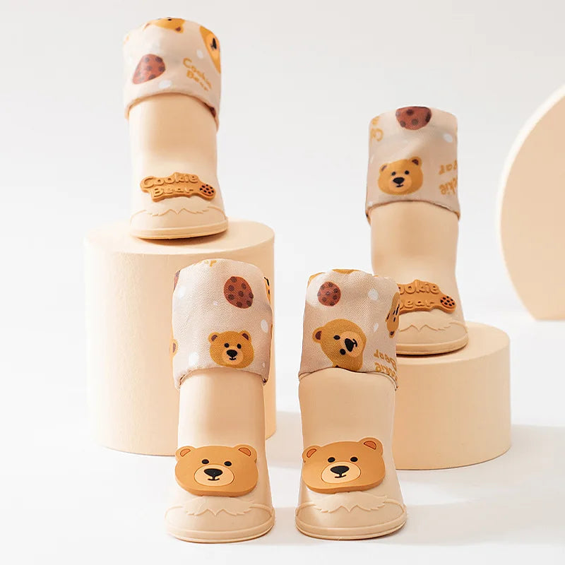 New 4Pcs/Set Waterproof Anti-Slip Dog Shoes – Warm Winter Booties for Small & Medium Dogs