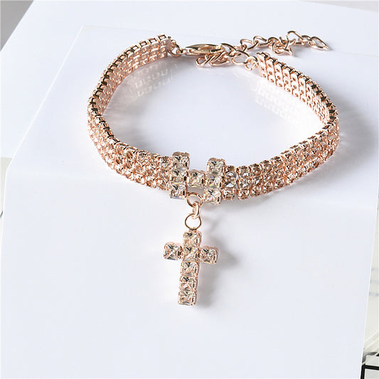 Beldoca™ Sparkling Rhinestone Pet Necklace – Luxury Zircon Cross Pendant Collar for Small Dogs and Cats