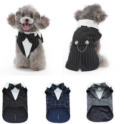 Formal Dog Cat Tuxedo Suit – Elegant Pet Wedding Outfit for Small & Medium Dogs Cats (XS–XL)